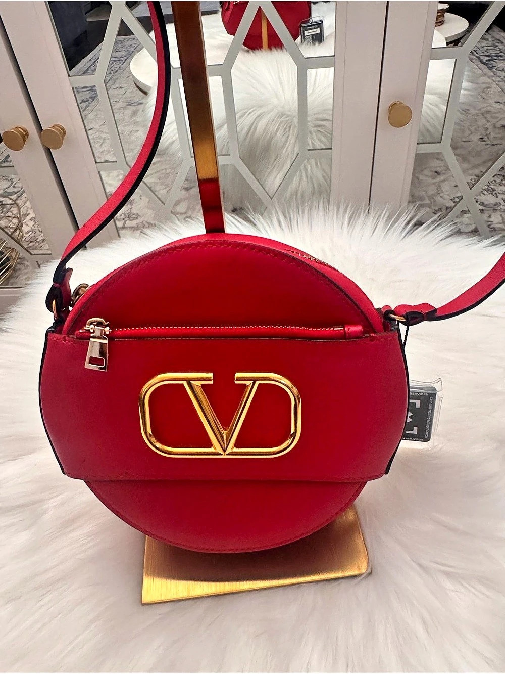 Valentino Garavani Calfskin VLogo Round Crossbody Bag